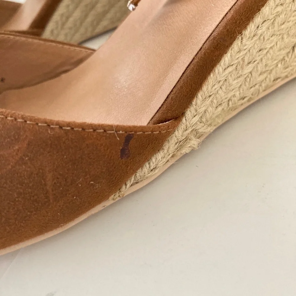 NWOT Anthropologie Coconuts by Matisse Raffia Honey/Brown Wedge Heels Sz 10
